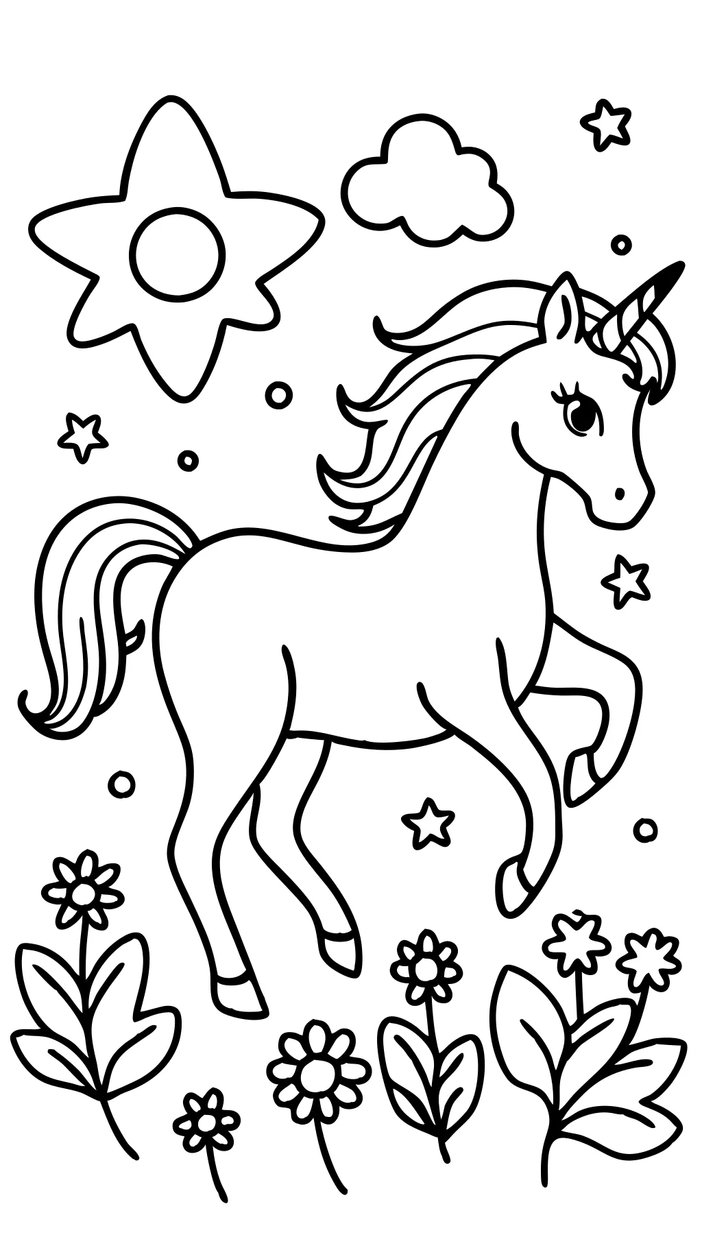 Página para colorear de un unicornio